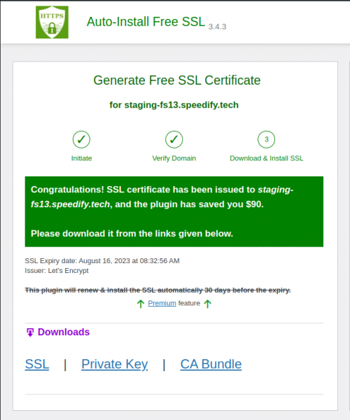 Generate free SSL certificate step 3
